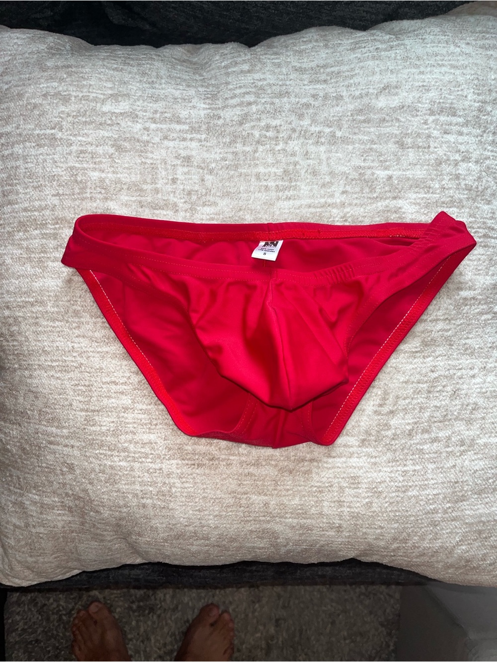 Red Bikini Brief Swim Bottoms. N2N bodywear. Size Small.